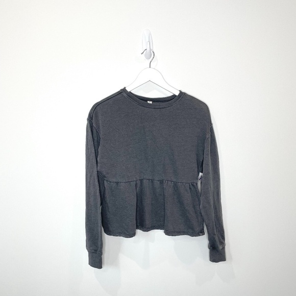 BP Gray Peplum Pullover Sweatshirt - Picture 2 of 6